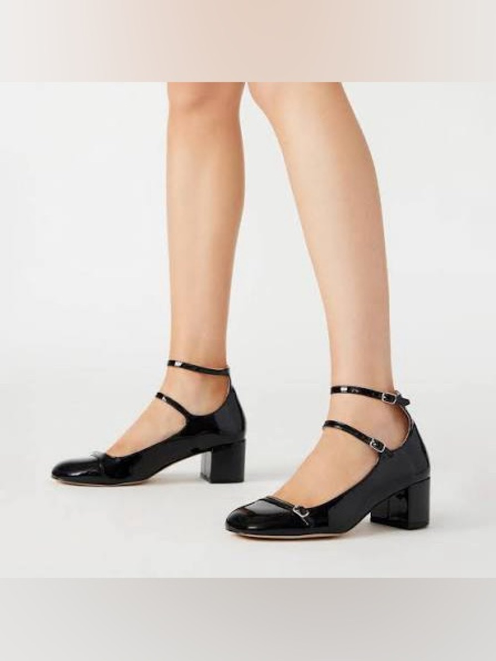 Steve Madden Sabrina Nude Patent Double-Strap Block Heel Mary Jane 10M